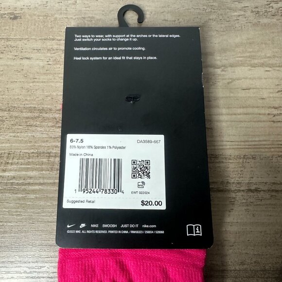 NWT Nike Women Spark Lightweight No Show Run Socks Pink Size Small (DA3589-667) - Picture 9 of 9